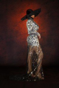 Trajes sexys de diamantes de imitación para mujer, trajes de malla de <span class=keywords><strong>lentejuelas</strong></span> en V profundo, vestido de fiesta de boda, baile de graduación de noche para vestido largo, traje de escenario - Product Image 3