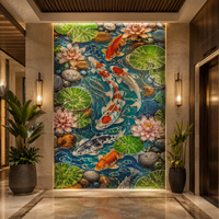 Vente directe usine : Mosaïque animale artisanale en forme de poisson, motif animal, mosaïque en verre marin pour décoration murale intérieure