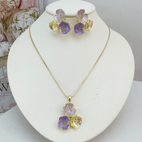 Ensemble de bijoux en émail de couleur mixte en forme de feuille de Lotus, collier et boucles d'oreilles pour femmes, accessoire de luxe de Style chinois, KY25167