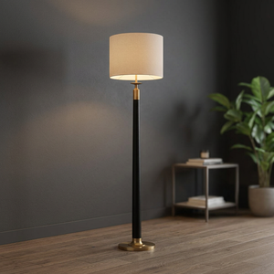 Modern Luxury Fabric Covered Floor <b>Lamp</b> LED Standing Light with Off-White Round Shade <b>Switch</b> Control for Hotel Villa Living Room - Product Image 3