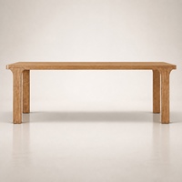 Ensemble de salle à manger rectangulaire en chêne massif de style moderne du milieu du siècle avec chaises en cuir caramel pour propriétés privées et projets résidentiels