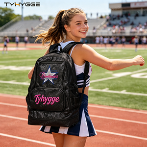 Sparkly Glitter Cheer Backpack <strong>for</strong> <strong>Girls</strong> All Ages, Dance Cheer <strong>Bag</strong> With Custom Rhinestone Logo, <strong>Black</strong> Glitter Cheer <strong>Bag</strong> - Product Image 3