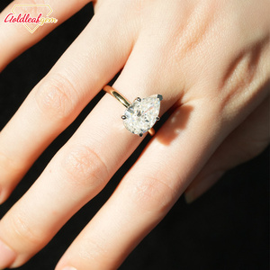 Anillos Personalizados de Oro Blanco, Amarillo o Rodio de 10k, 14k o 18k con Moissanita Corte Pera de 1ct-4ct para Compromiso, Boda y Fiesta - Product Image 2