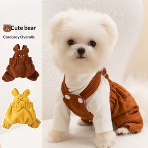 Ropa para Mascotas: Trajes <span class=keywords><strong>de</strong></span> una Pieza Adorables para <span class=keywords><strong>Perros</strong></span> Pequeños y Gatos. Pantalones <span class=keywords><strong>de</strong></span> pana con cinturón, Pantalones con cinturón con estampado <span class=keywords><strong>de</strong></span> oso. Venta al por mayor. - Product Image 1