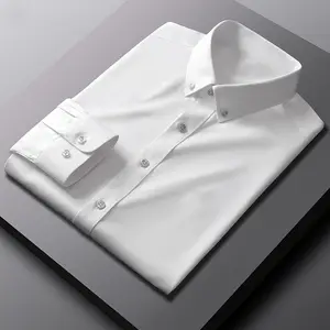 Мужские дизайнерские рубашки, деловые рубашки с длинным рукавом, Мужская шелковая рубашка на пуговицах