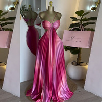 Robe longue élégante sans manches, sans bretelles, dégradée, pour femme, pour la plage, les soirées, sexy, plissée, W072401