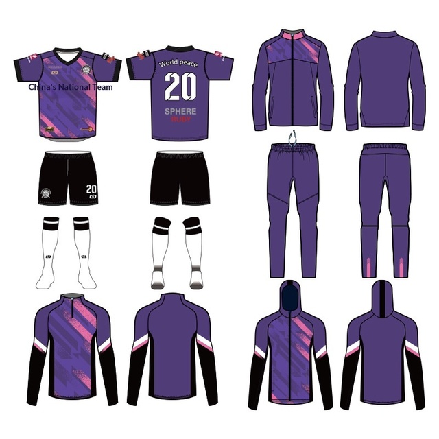 Football Training Suit Customized Set Men's Women's Children's Sweatshirt Personalized Purple/Black/Pink Half Zipper Short