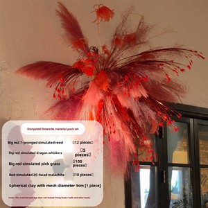 2025 nouvel an <span class=keywords><strong>rose</strong></span> plume fond mur décor feux d'artifice artificiel roseau <span class=keywords><strong>fleurs</strong></span> pour boutique fenêtre atmosphère Arrangement accessoires - Product Image 2