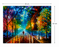 Kit de Peinture Diamant 5D 50x40cm Paysage de Parc Pluvieux Coloré, Ensemble d'Art Mural DIY avec Toile en Polyester pour Cadeau et Décoration Intérieure