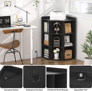 Étagère d'<span class=keywords><strong>angle</strong></span>, armoire de rangement noire pour le rangement des jouets, idéale pour les petits espaces, chambre à coucher, salon - Product Image 6