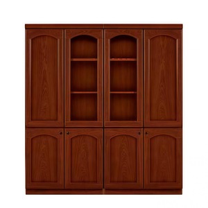 Wooden Office Filing <b>Cabinet</b> With Glass Doors 5 Floors <b>Lockable</b> Home <b>Storage</b> Bookcase <b>Cabinet</b> - Product Image 1