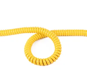 Customized Size Glossy Copper Core Spring Yellow PU PVC Insulated Spiral Cable Wire Reliable Wires Cables