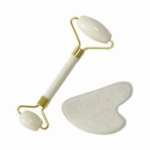 เซ็ตหยกกัวซาสีขาวจาก Xiuyan หยกหยกสำหรับใบหน้าลูกกลิ้งลดริ้วรอยเป็นงูเซ็ทหยกและกัวชา - Product Image 3