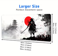 Tapis de souris de jeu XXL extra-long, design artistique samouraï et pagode, base en caoutchouc antidérapante, adapté aux jeux sur PC