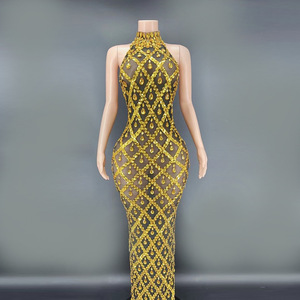 Abito <span class=keywords><strong>da</strong></span> <span class=keywords><strong>Sera</strong></span> con Strass al Collo, Vestito Lungo a Sirena <span class=keywords><strong>Oversize</strong></span> per Donne - Product Image 2