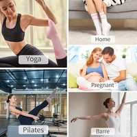 Chaussettes de sport montantes pour femme, personnalisables avec logo, pour Pilates et Yoga, antidérapantes, respirantes, tricotées à trois côtes rayées, collection automne