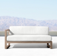 Ensemble de meubles de patio en bois massif de luxe antique pour l'extérieur, canapé d'angle en teck en forme de L, lit de jardin