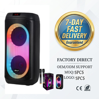 BA-L2802 Altavoz Inalámbrico Dual de 8 Pulgadas con Micrófonos Dobles, Alta Potencia, RGB, Karaoke, Etiqueta Privada, Bajo MOQ, Personalización de Fábrica, Entrega en 7 Días