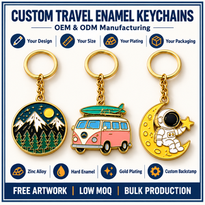 Llaveros de Esmalte Duro Personalizados para Viajes y Aventuras, Llaveros Metálicos Personalizados con Diseños de Montaña, Campismo y Astronautas, Fabricación OEM ODM - Product Image 4