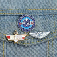 Ensemble de badges Air Top Gun en métal, fabrication directe d'usine, épingles de col élégantes pour les fans classiques de l'aviation, placage nickel noir, moulage