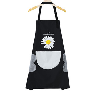 Peacemhnusone <b>Apron</b> Gray With Daisy Print Waterproof For Women <b>Kitchen</b> Use - Product Image 2