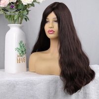LuxeCap Remy Perruques de Cheveux Humains Avec Welfs Ouvert Naturel Ondulé Brun De Luxe Cheveux Européen Base De Soie Monofilament Perruque