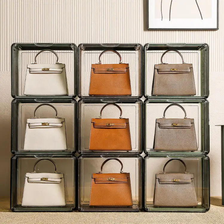 Acrylic Handbag Display Box with Magnetic Door Clear Handbag Storage Box Transparent Luxury Acrylic Bag Case for Display