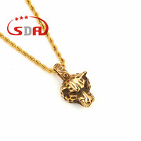 Pendentif Tête de Panthère Bijoux Remplis d'Or Pendentif en Acier Inoxydable