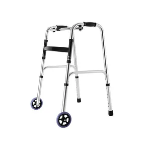 مساعدة للمشي متعددة الوظائف رخيصة الثمن مصنوعة من الفولاذ المقاوم للصدأ مع ارتفاع قابل للتعديل للمسنين