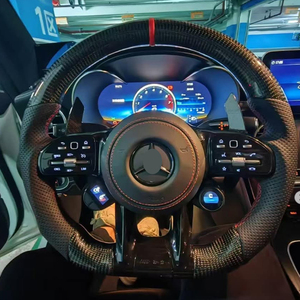 Volante in pelle carbonio per <span class=keywords><strong>Mercedes</strong></span>-Benz C300 C200 <span class=keywords><strong>C180</strong></span> W204 W211 W213 W205 W447 E63 - Product Image 1