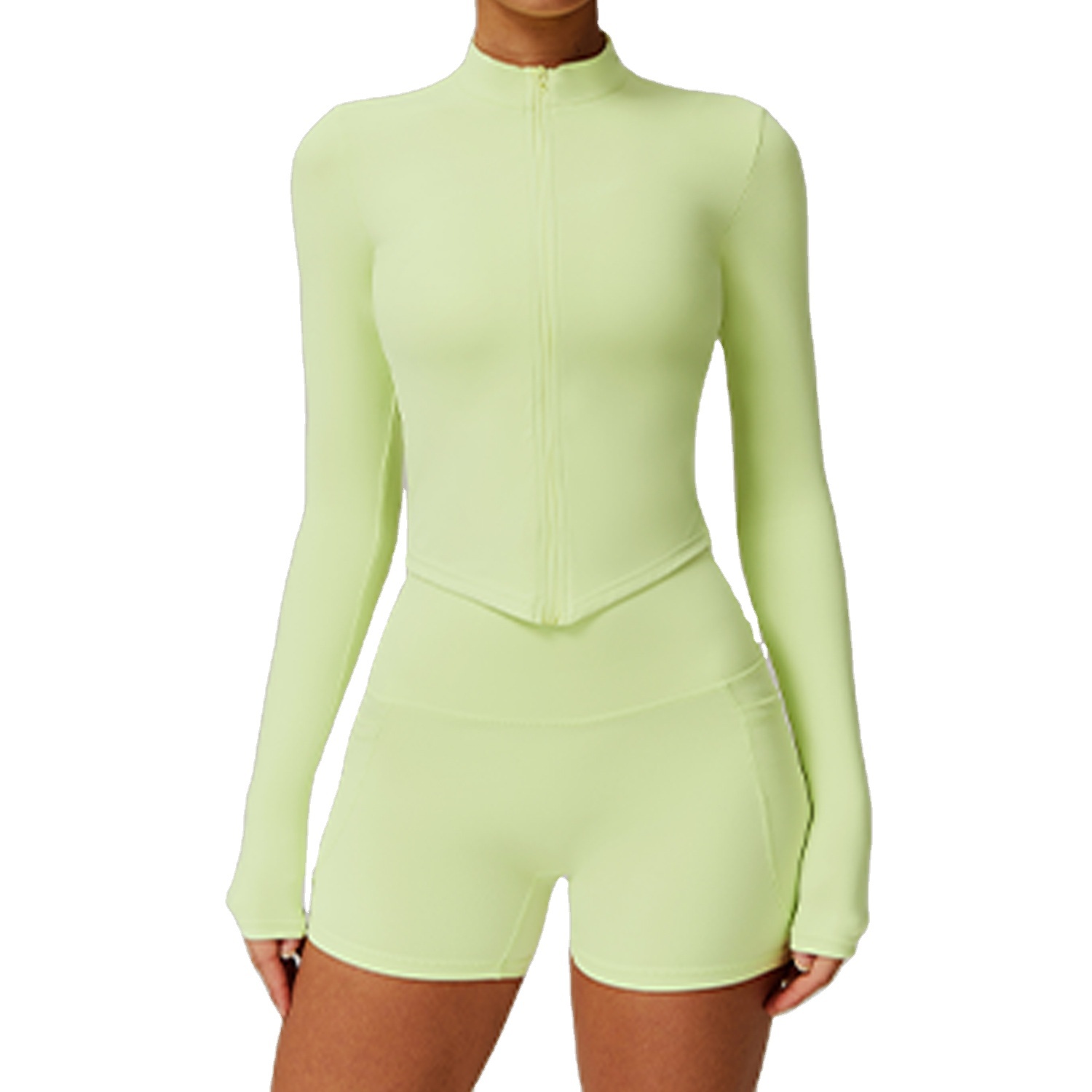 Zip-Up Activewear Set (LJ-8503): fabric, pocket and construction detail