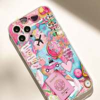 Funda Protectora para Teléfono Móvil de TPU Suave Transparente con Estampado de Mapa de Viajes, Coche y Avión para iPhone 11 12 13 14 15 16 17 Pro Max Air