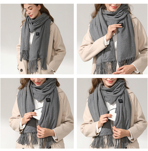 Hot Sale Winter <strong>Heating</strong> <strong>Scarf</strong> USB Rechargeable Constant Temperature Design Solid Color Tassels Warm Heated <strong>Scarves</strong> for Women Men - Product Image 6