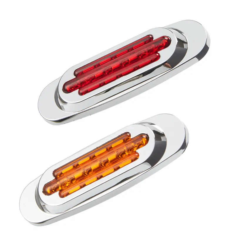 Groothandel 16led Chroom Amber Rood Zijlicht Voor Vrachtwagen Aanhangwagen Bus Pick-Up Led Marker Achterlicht Lucas Para Camiones Accessoires