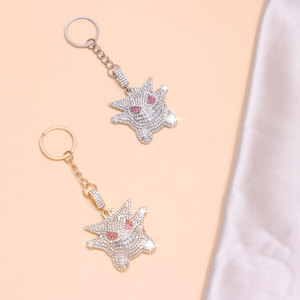 Porte-clés en cristal de démon de dessin animé, plaqué or et argent, avec cristaux synthétiques, pour accessoire de mode - Product Image 2