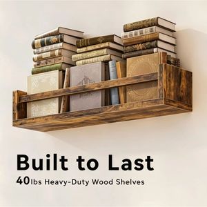 Solid wood <b>wall</b>-<b>mounted</b> <b>shelf</b> for books, magazines, and picture books; <b>wall</b>-<b>mounted</b> kitchen spice rack; storage rack - Product Image 2