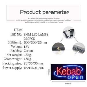 Le panneau publicitaire Led utilisé dans la boutique de barbecue, et le panneau <span class=keywords><strong>ouvert</strong></span> <span class=keywords><strong>Kebab</strong></span> LED ultra-lumineux de 30*60CM suspendu à l'intérieur - Product Image 2