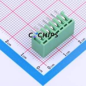 JL15EDGRC-25407G01 Plug-in Terminal Block Bent Lead Through Hole,P=2.54mm Board-to-Board / Socket - Closed 1x7P 2.54mm Green - Product Image 2