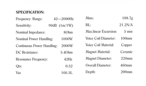W18-7 Tùy Chỉnh 18 Inch 2000 Watt Loa Siêu Trầm Với 220Mm Nam Châm Và 4 Inch Bằng Giọng Nói Cuộn Dây Loa Đơn Vị Loa Bass Cho Sân Khấu Lớn - Product Image 5