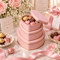 Boîte en fer blanc personnalisée en forme de cœur, conteneur métallique recyclable avec couvercle pour l'emballage de bougies, biscuits et chocolats