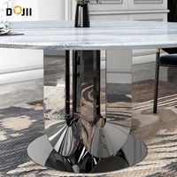 Ensemble de 4 meubles de salle à manger élégants de haute qualité en argent brillant avec dessus en marbre de cuisine nouveau modèle avec table ronde