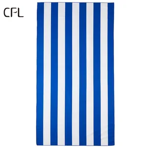 Hotel wholesale customize logo bath towels 100% cotton white and blue striped bath towel