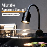 Projecteur d'aquarium réglable 3 couleurs - Lampe LED à clipser pour aquarium avec col de cygne flexible pour aquariums plantés et d'eau douce