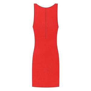 Jupe tricotée en laine 100% col rond <span class=keywords><strong>de</strong></span> couleur unie en gros avec jarretelle en <span class=keywords><strong>dessous</strong></span> <span class=keywords><strong>de</strong></span> la <span class=keywords><strong>robe</strong></span> sans manches Sexy Slim Fit - Product Image 2