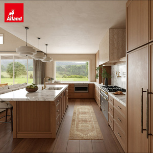 Gabinetes de Cocina Modernos y Elegantes de Roble Blanco Macizo, Estilo Shaker, Color Miel Cálido Orgánico, de la Marca Alland Custom Premium, para Casas Rurales de Diseño Abierto - Product Image 1