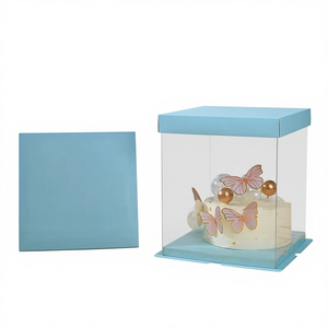 Milchkuchen-Box Quadratisch 6-12 Zoll Einzel-/Doppelschicht Verstärkt Transparent Papier-Kunststoff-Kombination Matt Laminiert Faltbar - Product Image 6
