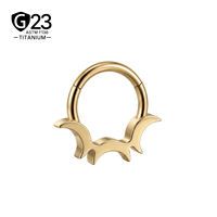 JIAXIN Anneau de nez clicker en titane ASTM F136 plaqué or 18 carats, boucle d'oreille, anneau de tragus à segment articulé, bijoux de piercing corporel tendance