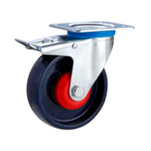 Roues à roulettes industrielles en nylon de qualité garantie avec roulement à billes, frein pivotant, capacité de charge de 250 à 300 kg - Product Image 1