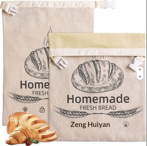 Bolsa de conservación con cremallera, de lino y algodón, <span class=keywords><strong>para</strong></span> frutas, pan, pizza y pasteles, con doble capa incorporada y hebilla. - Product Image 2