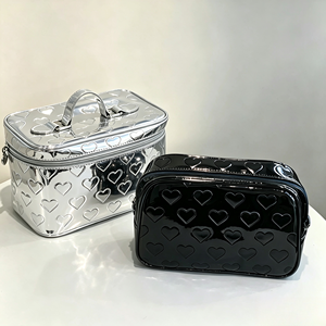 <b>Waterproof</b> PU Leather Women Makeup <b>Bag</b> Embossed Logo Cosmetic Organizer <b>Bag</b> Large Travel <b>Toiletry</b> <b>Bag</b> Wholesale - Product Image 1